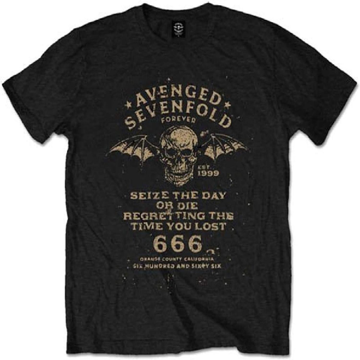Bravado Mens Avenged Sevenfold Seize The Day T Shirt Black_Charcoal S