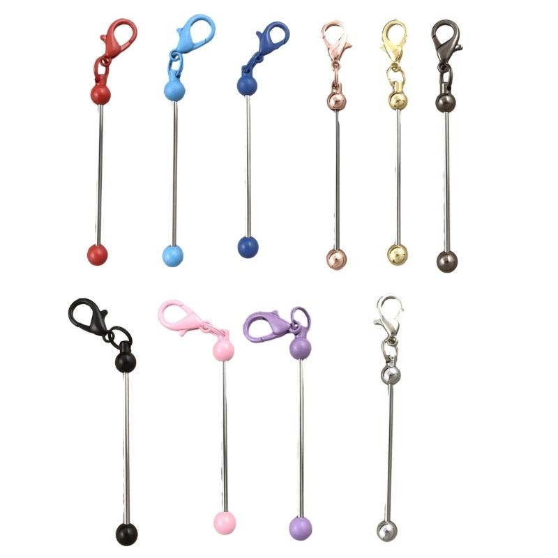 1PC Beadable Keychain Bars Metal Beaded Keyring Lobster Claw Clasp DIY Car Keychain Bag Decor For Jewelry Making