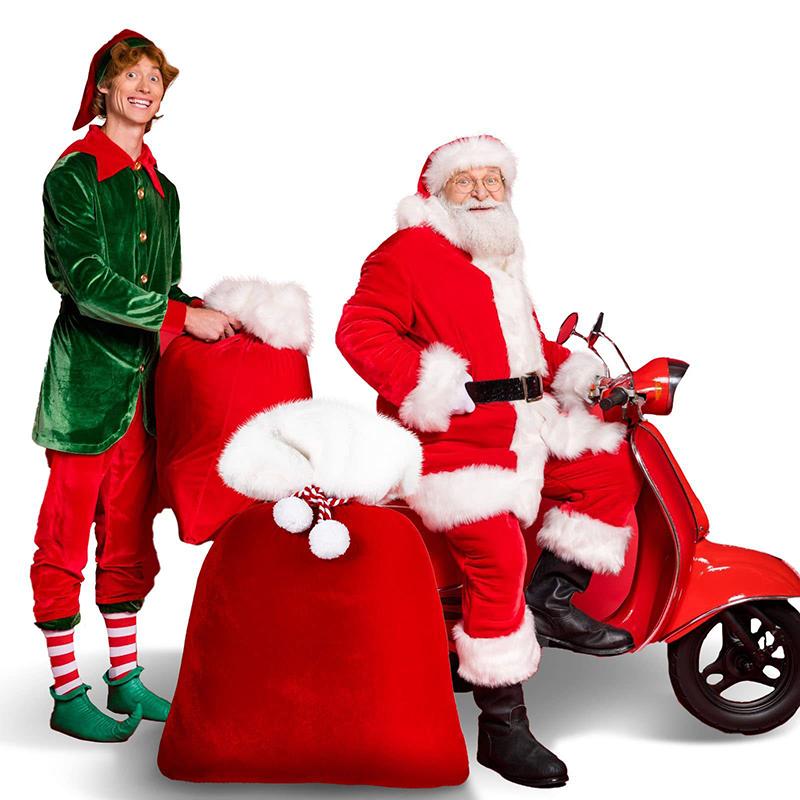 1 Stück Weihnachtsmann Großer Geschenksack Heiligabend Geschenktasche Party Weihnachtsmann Requisite Feiertags-Geschenktasche Beutel mit Kordelzug für Süßigkeiten & Spielzeug