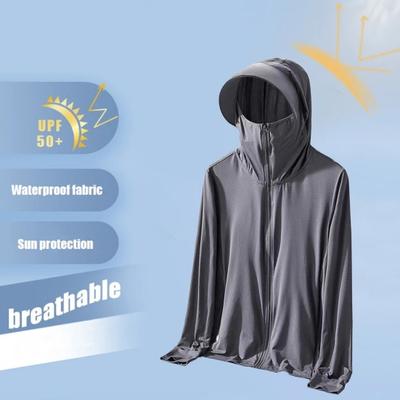 Sunscreen Clothing Jacket Men Women Hooded Long Sleeve Zipper Closure Ice Silk Outdoor UV Protection Coat