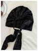 Japanese Plaid Tie-Up Headband Beanie for Women: Spring/Summer Fashionable Versatile Design