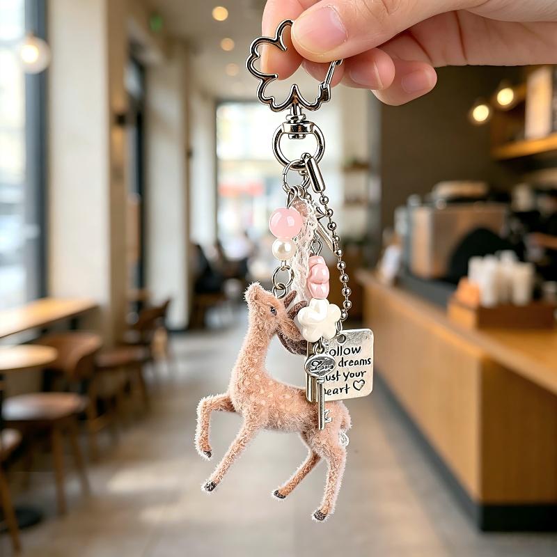 Versatile Portable Deer Keychain Handmade Phone Charms Korean Style Diy Bead Case