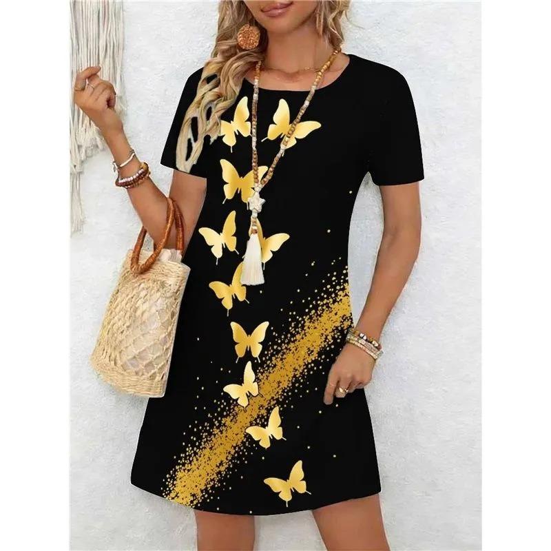 Summer Women's 3D Printed Short-sleeve Dress Is Fashionable, Versatile, Breathable, Trendy and Casual