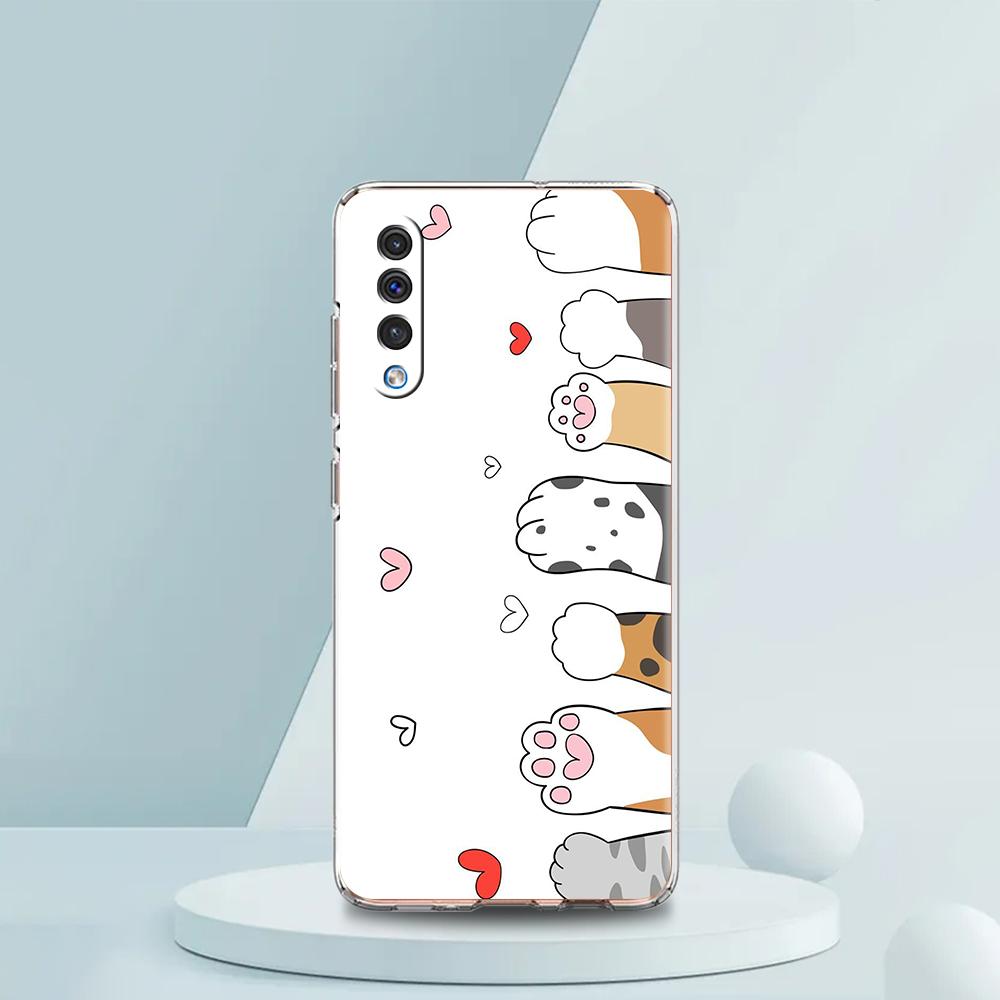 Transparent Phone Case for Samsung Galaxy A16 A14 A12 A22 A24 A42 A03S A06 A20 A30 A40 Soft TPU Cover Cute Cartoon Cat Pattern