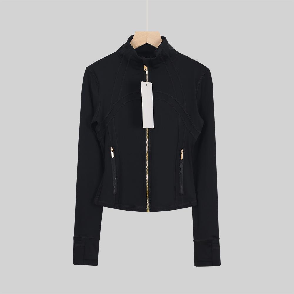 LULULACIE Women's Gold Zipper Stand-up Collar Slim Fit Sports Jacket