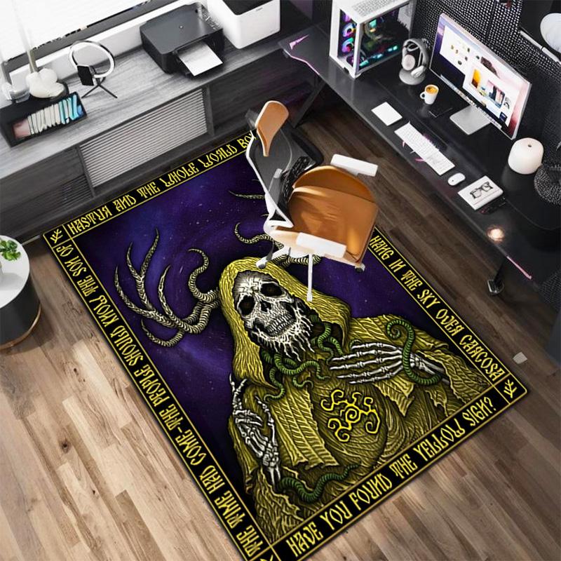 1 STKS Schedel Donker Gotisch Patroon Bedrukte Tapijt Vloerkleed voor Woonkamer Slaapkamer Huis Bank Decoratie, Antislip Vloermat Vloermat