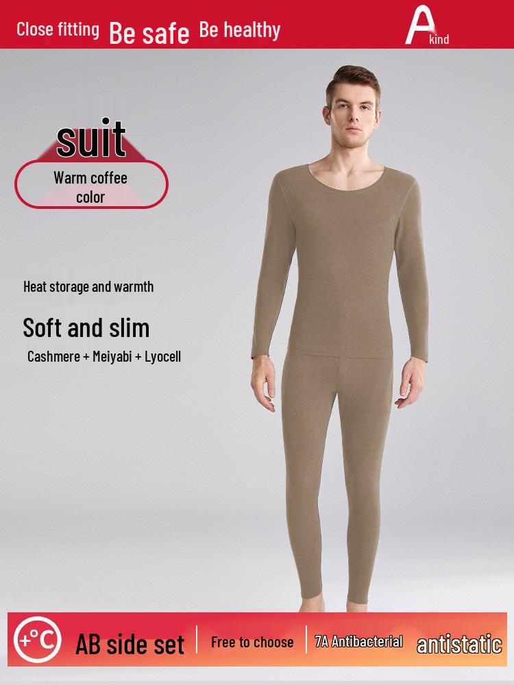 Unisex 7A Antibacterial Cashmere Thermal Underwear Set for Autumn/Winter - Seamless, Warm, and Comfortable