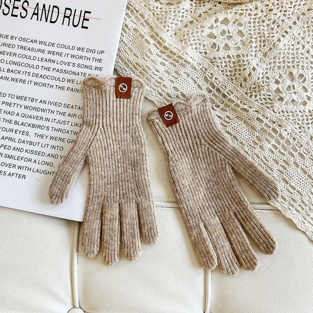 Lace Cashmere Open Finger Warm Gloves  Electric Bike Gloves Winter Gloves  Female