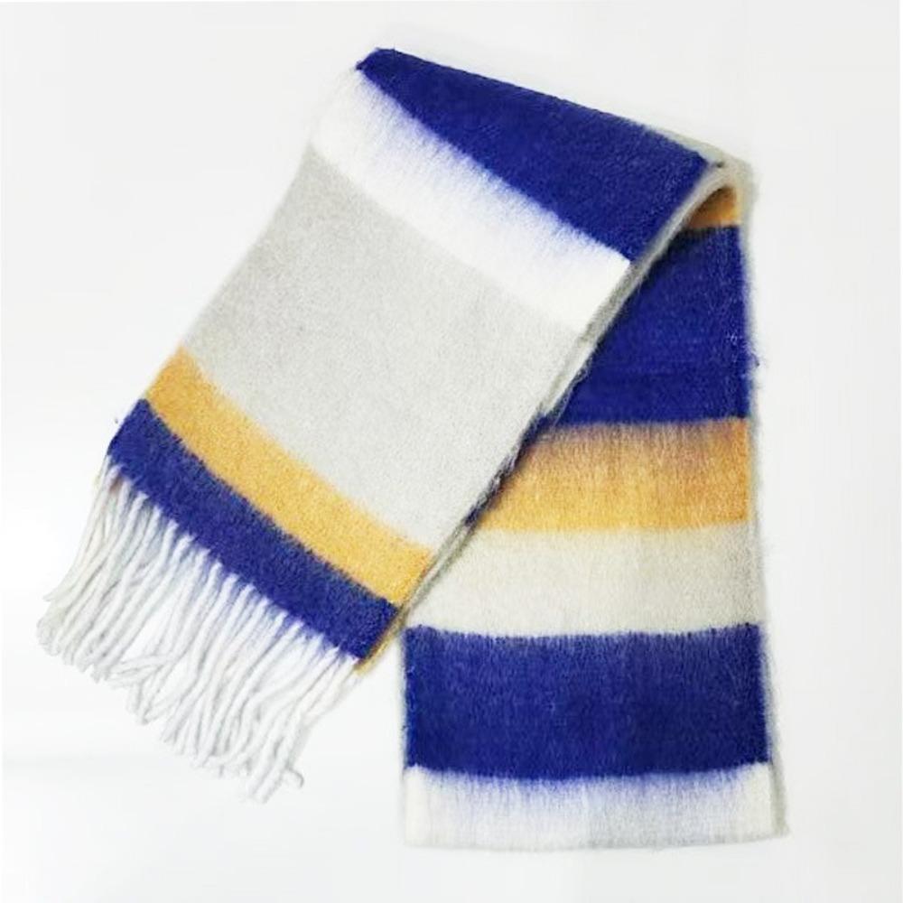 Colorful Stripe Mohair Shawl Korean Style Winter Wool Scarves Elegant Long Tassel Scarf  Men