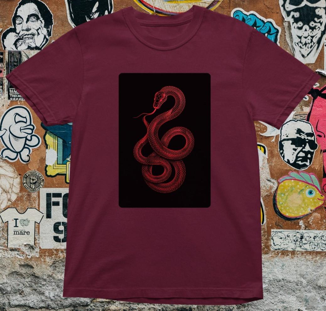 Red Snake Coil T Shirt Occult Serpent Tattoo Gothic Dark Aesthetic Unisex Tee L
