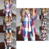 Women Long Sleeve Plaid Linen Shirt With Turndown Collar For Casual Office Wear
