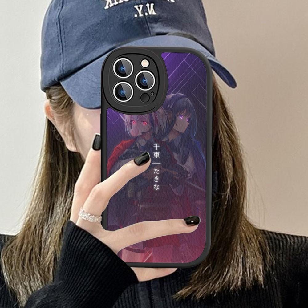 Anime Lycoris R-Recoil Phone Case Hard Leather For iPhone 14 13 12 Mini 11 14 Pro Max Xs X Xr 7 8 Plus Fundas