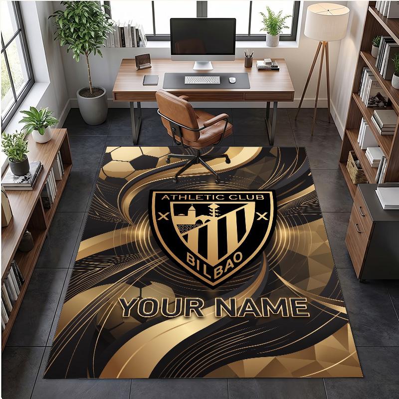 Crystal Velvet Rug Athletic Bilbao FC Print Custom Name Text Floor Mat Home Decor