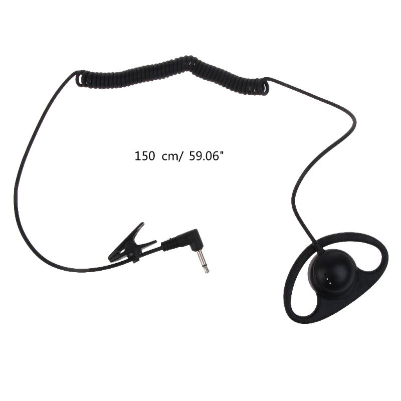 D-shaped Headphone Receiver/Listen Only 3.5mm Headset Earpiece Fitting Right/Left Ear Suitable for Walkie-Talkie ABS