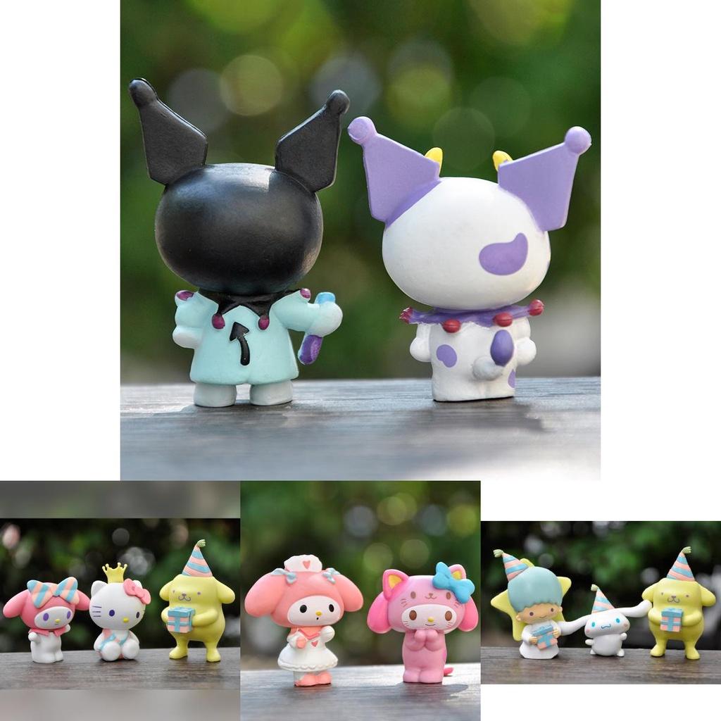6pcs Sanrio Hellokitty Kuromi Littletwinstars Figures For Cake Decorations