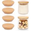 Oui Yogurt Jar Lids, Oui Yogurt Bamboo Jar Lids Set, Wooden Lids for Oui Yogurt Jars, Oui Yogurt Jars Lids with Silicone Sealing Rings, Cookie Glass