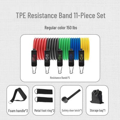 11-delige weerstandsbandenset: Multifunctionele Elastische Fitness Touwen (150 lbs)