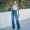 YYFS Women's Fashion Ripped Denim Casual High Waist Trousers Pants & Capris Casual Trousers