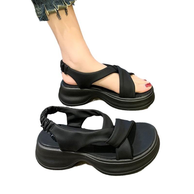 Sandals women's summer 2025 new thick-soled pregnant women's flat-bottomed European station light leisure sports Roman comfort