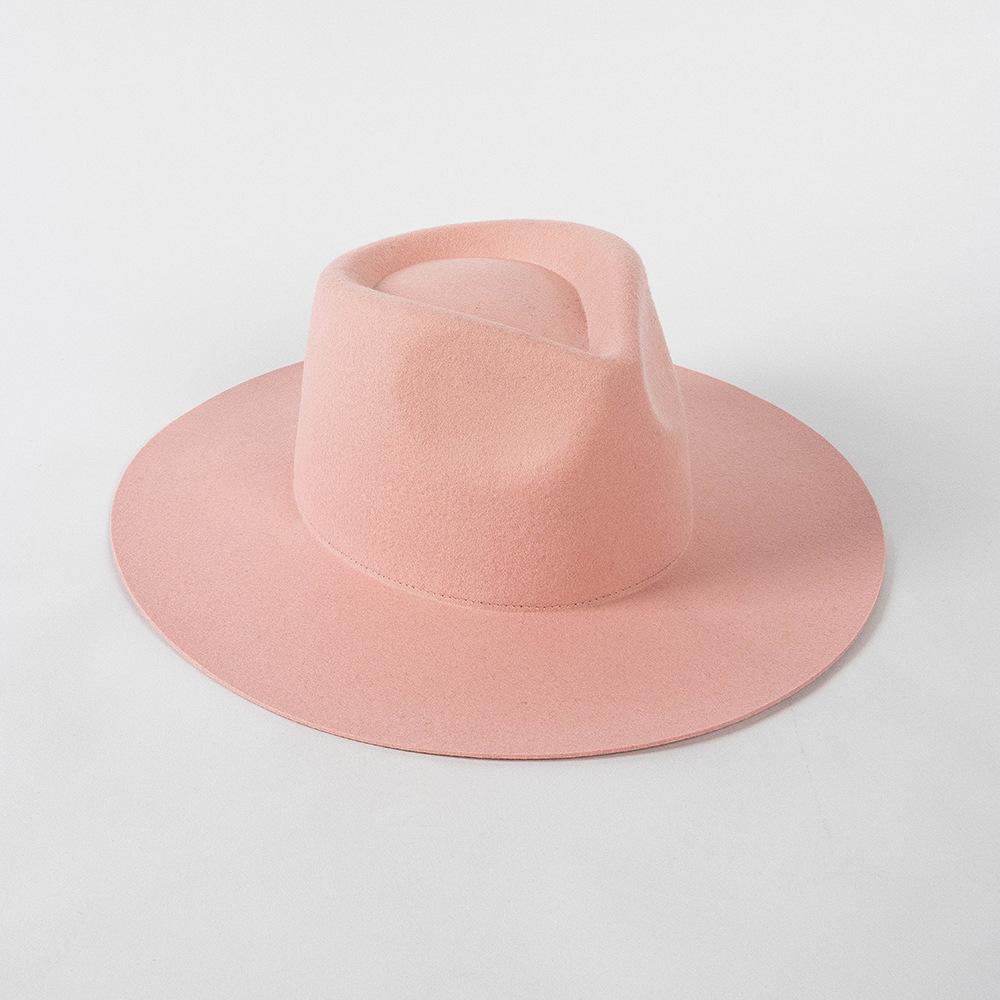 Ins Classiwinter Candy Color Wool Solid Lady Fedoras Cap Men Women Leisure Panamjazz Hat
