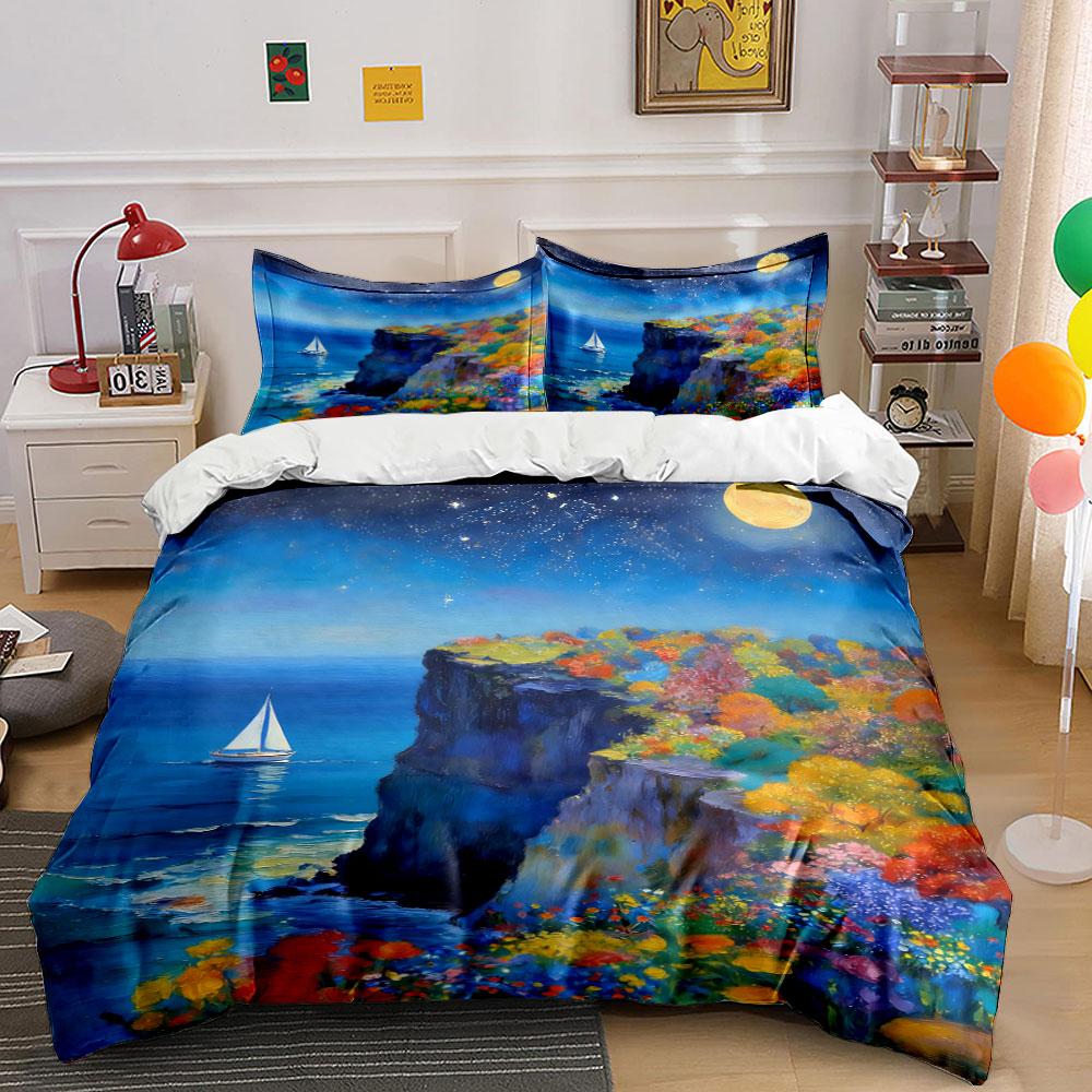 

Sailboats, cliffs, colorful foliage. Bedding sets Duvet cover sets Duvet covers Pillowcases(1 * Duvet Cover 2 * Pillowcases, without duvet insert) 135x200cm
