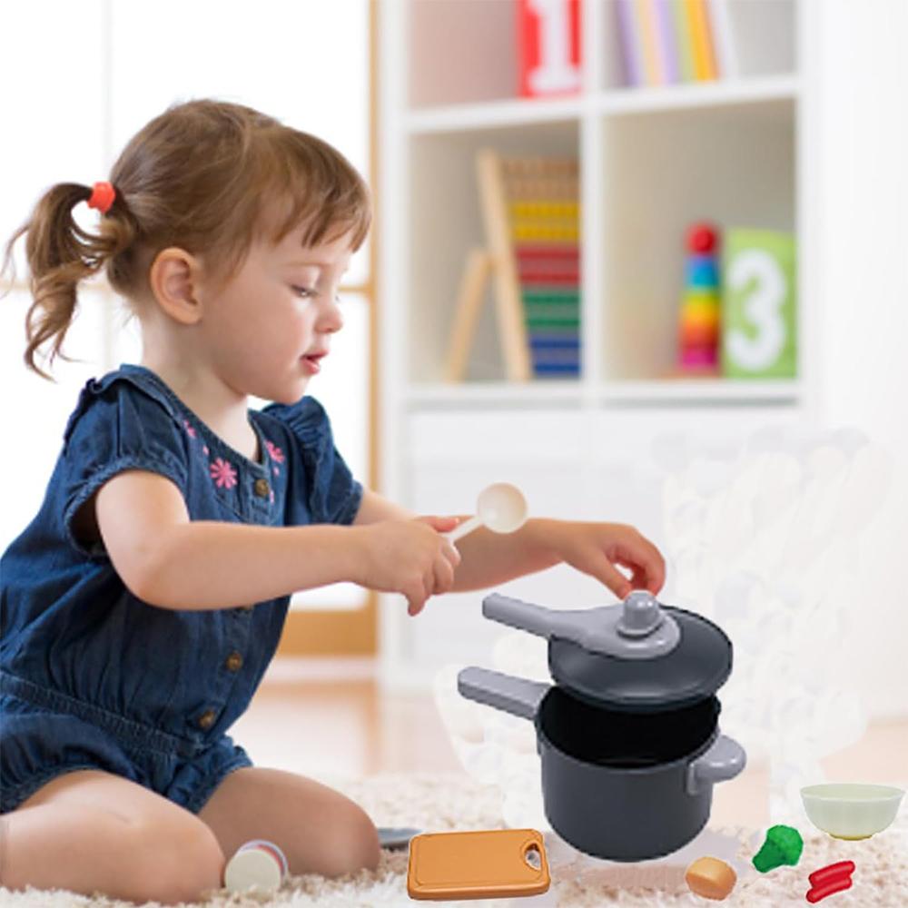 Kids Kitchen Toys Set 92 PCS Play Kitchen Accessories Kit with Play Pots Pretend Food Cooking Toy Toddler Girls Boy Gift
