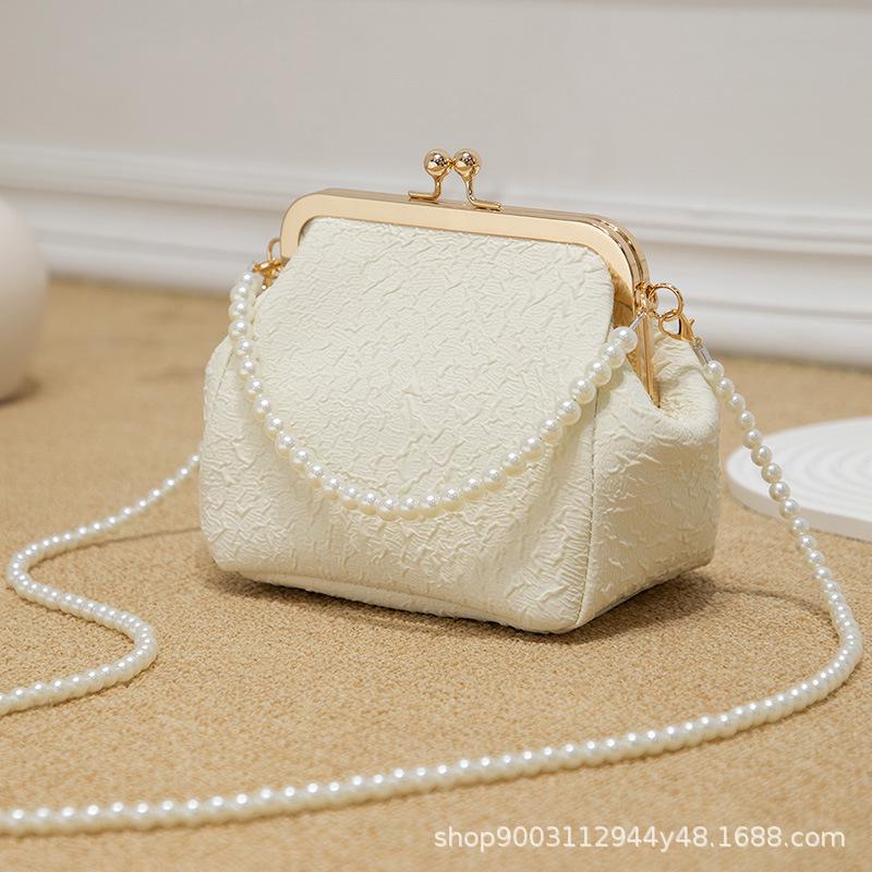 2024 Summer Pearl Beaded Shell Handbag - New Chinese-Style Crossbody Bag for Women