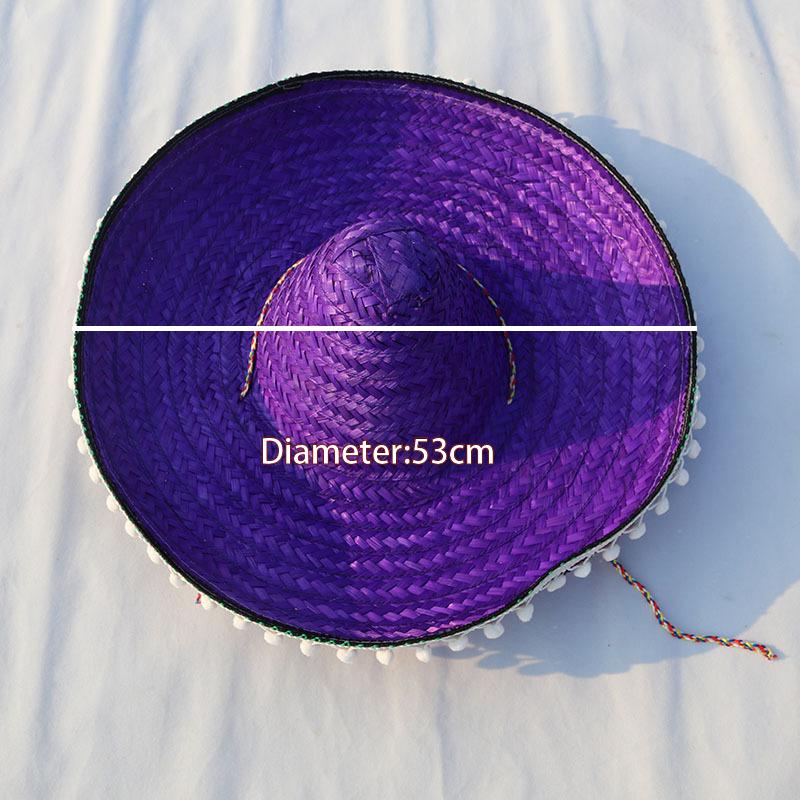 Halloween Cosplay Mexican Straw Hat Dress Up Hat Show Ball Colorful Straw Hat Wide Brim Carnival Party Hat Hawaiian Style