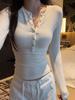 Thermal Fleece Henley Collar, Button-Up Spicy Girl Long Sleeve Top for Women