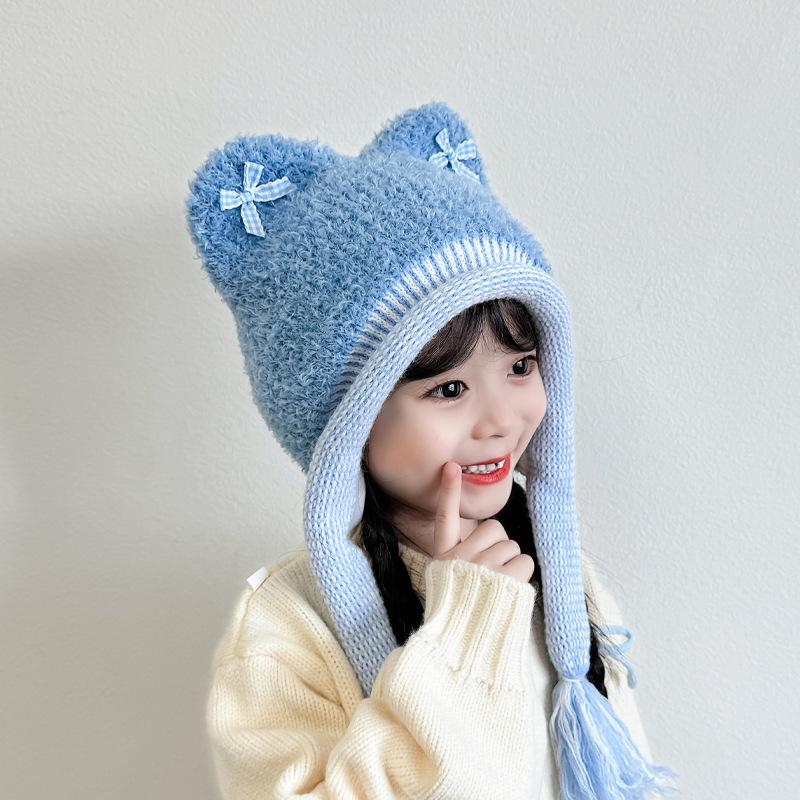 Baby pullover hat cartoon cute woolen hat hat wool men and women in winter thickened and cute fluff children's care