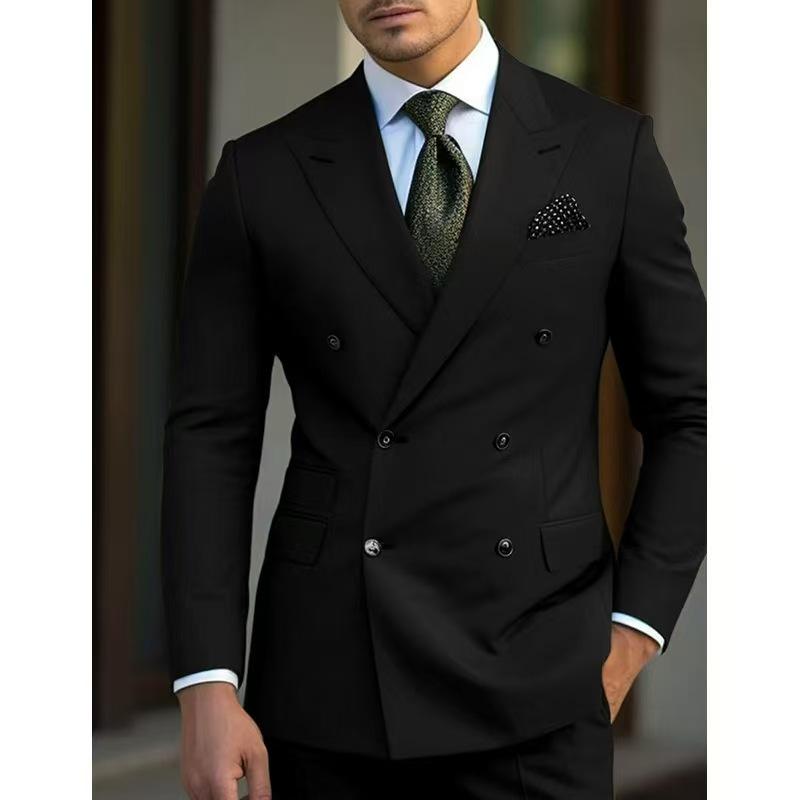 Men Suits Blazer Slim Fit Double Breasted Wedding Groom Tuxedos Business 2 Pieces Suits Jacket Pants Trajes De