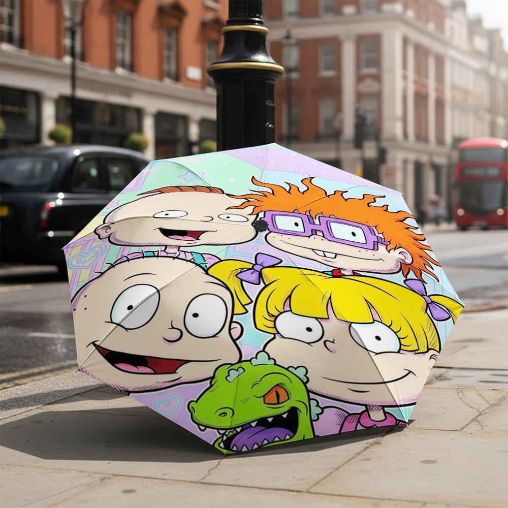 1 PC Automatic Folding Umbrella- Rugrats Pattern, Portable & Foldable Design with 8 Ribs, Christmas Birthday Gifts