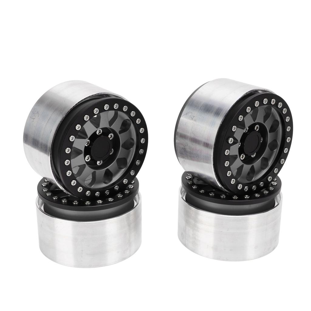 4pcs RC Car Wheel Professional Aluminium Alloy Replacement RC Wheel Rims for SCX6 1 6 RC Cars 2.9inch Titanium
