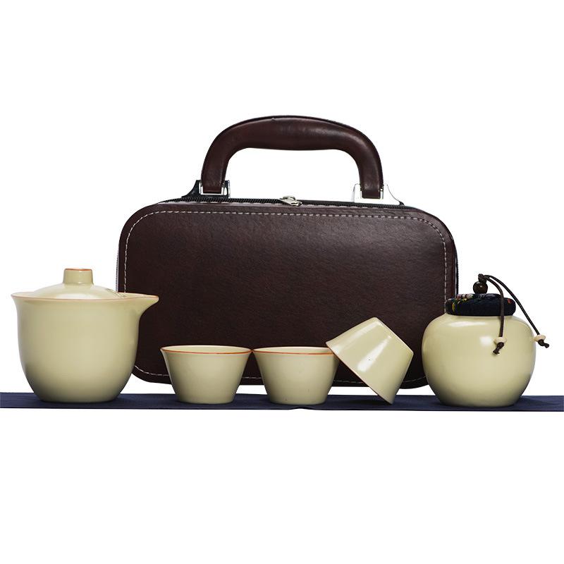 Ru Kiln Travel Tea Set Outdoor Kuaike Cup Drinking Tea Making Tea Cup Kung Fu Tea Set Teapot Business Gift Box