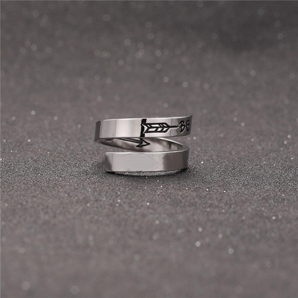 Stainless Steel Inspirational Lettering Finger Ring Birthday Christmas Gifts for Women Girls Men Teen