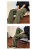 Men's Military Green Summer Cargo Pants - Thin Straight-Leg, Japanese Cityboy Style, Retro American Street Skateboard Design