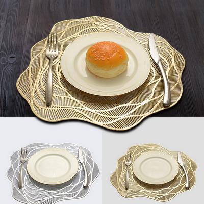 Placemats Set of 6, PVC Rose Hollow Placemat Washable Heat Resistant Table Mats for Home Restaurant