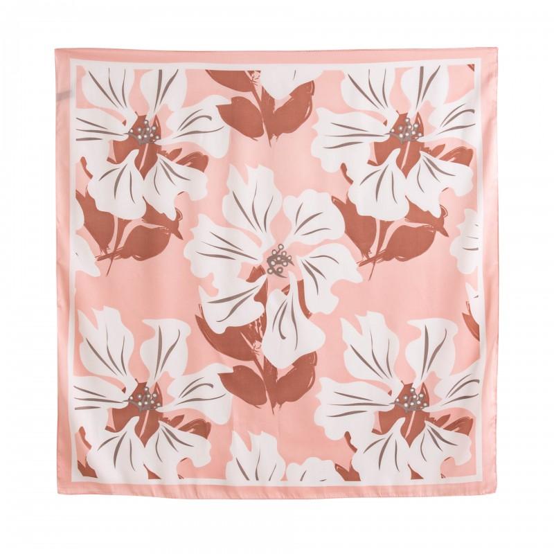 70x70cm Lightweight Silk-Look Square Scarf Women Floral Shell Print Versatile Neck Wrap Or Shawl Fashion Accessory