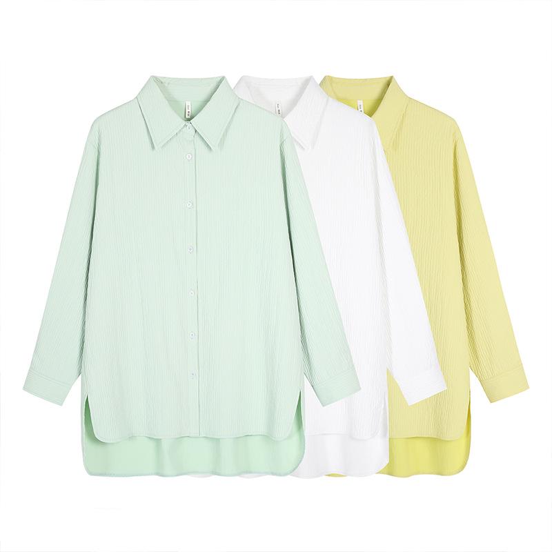 Women's Textured Spring Cardigan - Plus Size, High-Low Design, UV Protection (Style 62826)