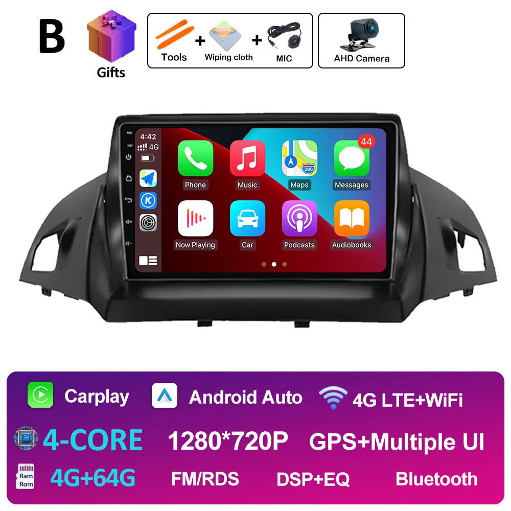 Smart System GPS Navigation For Ford C-MAX Kuga 2 Escape 3 2012 2013 2014 2015 - 2019 Wireless Carplay QLED IPS Screen Head Unit
