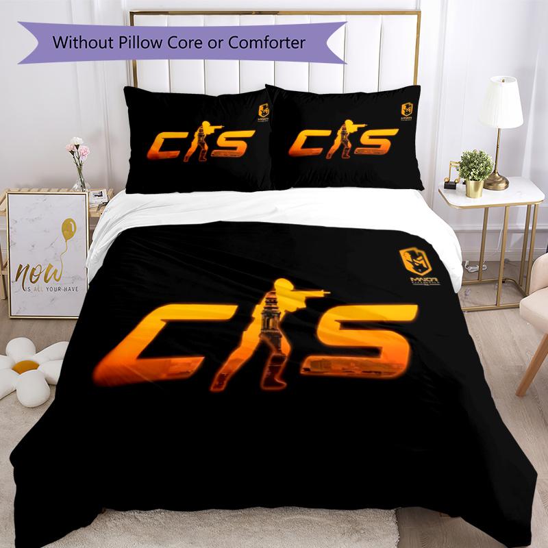 3pcs Duvet Cover Set (1*Duvet Cover + 2*Pillowcase, Without Core), Counter Strike Print Soft All‑Season Bedding Set, Home Bedroom Decor Gift
