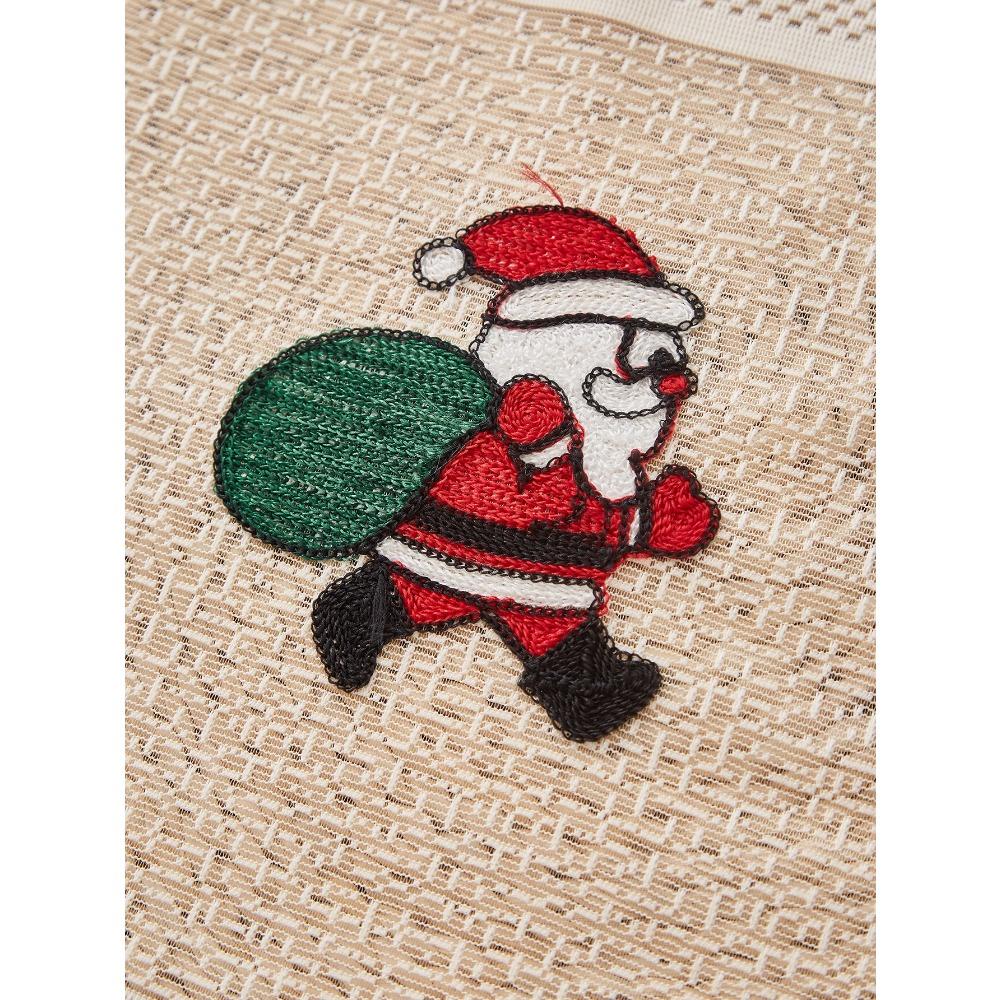 Khaki vyšívané závěsy s motivem Santa Clause, závěsy pro párty a sváteční atmosféru