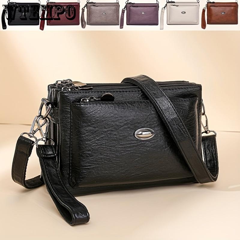 Soft Faux Leather Crossbody Bag, Retro Wristlet Handbag, Fashion Clutch Purse For Women