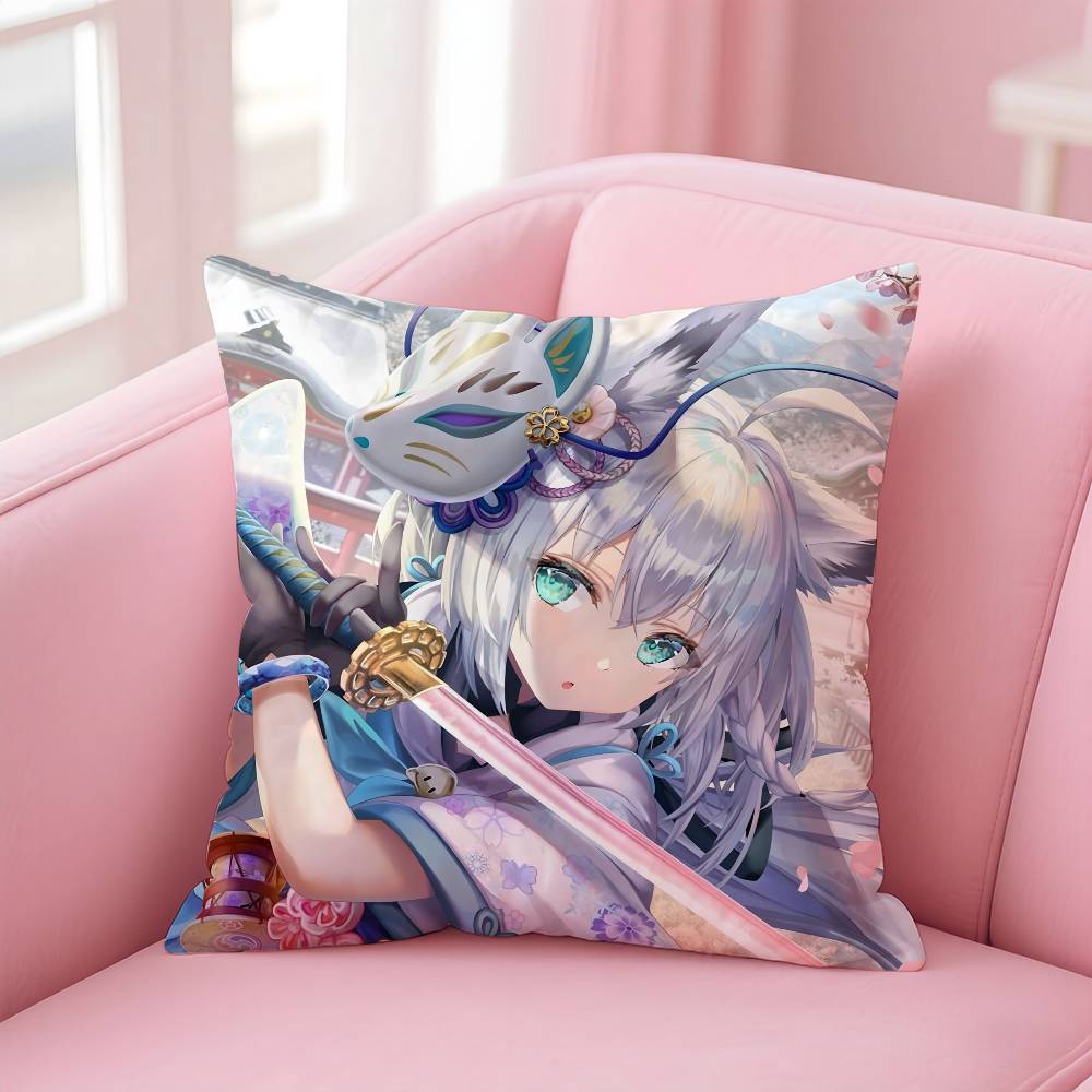 Cute S-Shirakami F-Fubuki Pillow Case Comfort Sofa Bed Silky elegant Invisible zipper Custom Decorative cushion cover