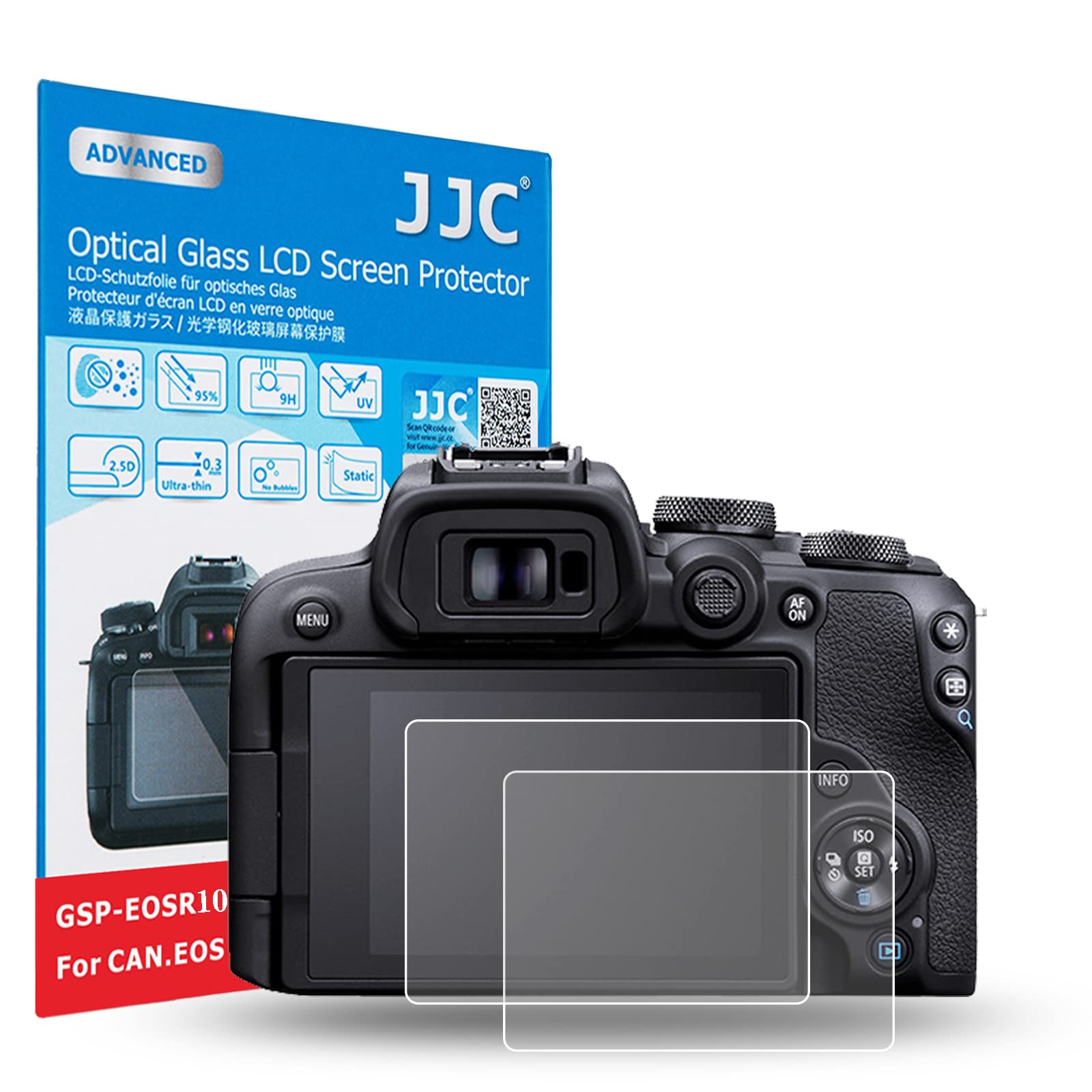 

JJC LCD Screen Protector of for Canon EOS R50 EOS and EOSR100 Tempered Glass with 9H Over and (Set 2) V, R10, EOSR10, R100, Cameras. Ultra-Thin
