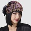 Diamonds Mesh Embroidery Lace Turban Caps for Women