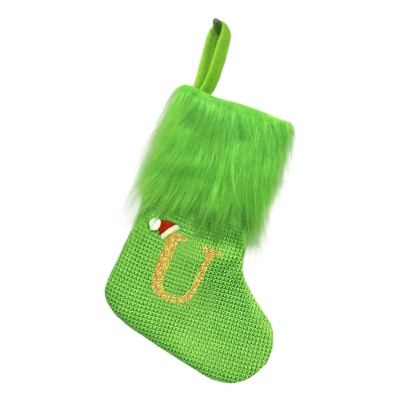 Holiday Sock Durablility Hanging For Candy Gifts Holder Festival Decoration Classical Christmas Letter Knitted Stocking