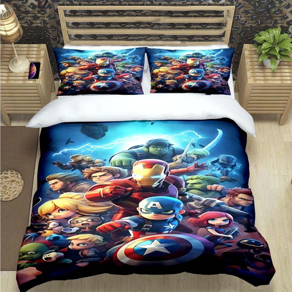 Fashion Superhero A-Avengers Print Bedding Set Duvet Cover Comforter Bed  Youth Kids Girl Boys Luxury Birthday Gift