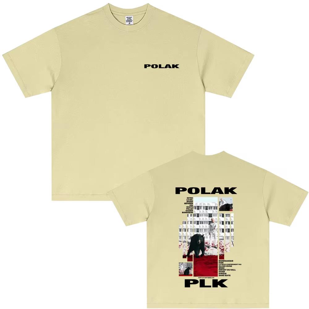 Camiseta Gráfica de Rapero Plk Polak para Hombre Mujer Moda Música Pop Streetwear Mujer Casual Algodón Estampada Camisetas Vintage Tees Hip Hop