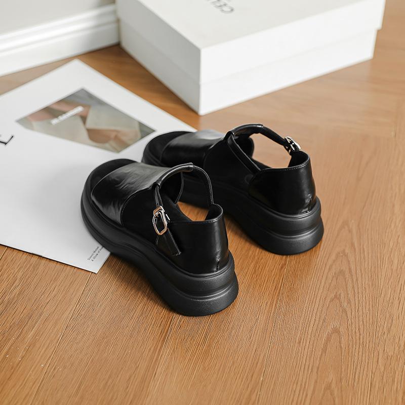 Punkt! Einwort-Schnalle mit Plateausandalen Damen Sommer neu lässig Oberbekleidung erhöht flachsohlige weichsohlige Tasche und Sandalen